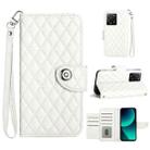 For Xiaomi 13T / 13T Pro Rhombic Texture Flip Leather Phone Case with Lanyard(White) - 1