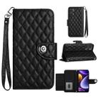 For Xiaomi Poco F5 / Redmi Note 12 Turbo Rhombic Texture Flip Leather Phone Case with Lanyard(Black) - 1