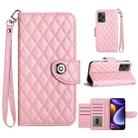 For Xiaomi Poco F5 / Redmi Note 12 Turbo Rhombic Texture Flip Leather Phone Case with Lanyard(Pink) - 1