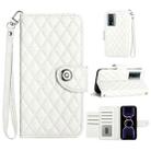 For Xiaomi Poco F5 Pro / Redmi K60 Rhombic Texture Flip Leather Phone Case with Lanyard(White) - 1