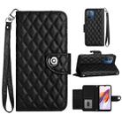 For Xiaomi Redmi 12C / 11A / Poco C55 Rhombic Texture Flip Leather Phone Case with Lanyard(Black) - 1