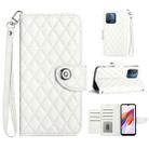 For Xiaomi Redmi 12C / 11A / Poco C55 Rhombic Texture Flip Leather Phone Case with Lanyard(White) - 1