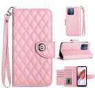 For Xiaomi Redmi 12C / 11A / Poco C55 Rhombic Texture Flip Leather Phone Case with Lanyard(Pink) - 1