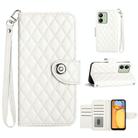 For Xiaomi Redmi 13C 4G Rhombic Texture Flip Leather Phone Case with Lanyard(White) - 1