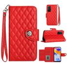 For Xiaomi Redmi Note 11 Pro 5G/4G Global Rhombic Texture Flip Leather Phone Case with Lanyard(Red) - 1