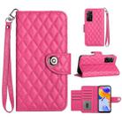 For Xiaomi Redmi Note 11 Pro 5G/4G Global Rhombic Texture Flip Leather Phone Case with Lanyard(Rose Red) - 1