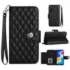 For Xiaomi Redmi Note 11S / Note 11 Global Rhombic Texture Flip Leather Phone Case with Lanyard(Black) - 1