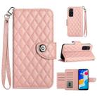 For Xiaomi Redmi Note 11S / Note 11 Global Rhombic Texture Flip Leather Phone Case with Lanyard(Coral Pink) - 1