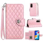 For Xiaomi Redmi Note 11S / Note 11 Global Rhombic Texture Flip Leather Phone Case with Lanyard(Pink) - 1