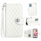 For Xiaomi Redmi Note 12 4G Rhombic Texture Flip Leather Phone Case with Lanyard(White) - 1