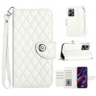 For Xiaomi Redmi Note 12 5G Rhombic Texture Flip Leather Phone Case with Lanyard(White) - 1