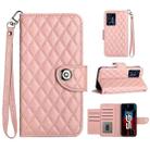 For Xiaomi Redmi Note 12 Pro 5G Rhombic Texture Flip Leather Phone Case with Lanyard(Coral Pink) - 1