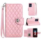 For Xiaomi Redmi Note 12 Pro 5G Rhombic Texture Flip Leather Phone Case with Lanyard(Pink) - 1