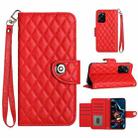 For Xiaomi Redmi Note 12 Pro Speed Rhombic Texture Flip Leather Phone Case with Lanyard(Red) - 1