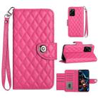 For Xiaomi Redmi Note 12 Pro Speed Rhombic Texture Flip Leather Phone Case with Lanyard(Rose Red) - 1