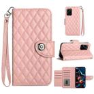 For Xiaomi Redmi Note 12 Pro Speed Rhombic Texture Flip Leather Phone Case with Lanyard(Coral Pink) - 1