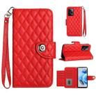 For Xiaomi Redmi Note 12 Pro+ 5G Rhombic Texture Flip Leather Phone Case with Lanyard(Red) - 1