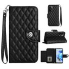 For Xiaomi Redmi Note 12 Pro+ 5G Rhombic Texture Flip Leather Phone Case with Lanyard(Black) - 1