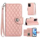 For Xiaomi Redmi Note 12 Pro+ 5G Rhombic Texture Flip Leather Phone Case with Lanyard(Coral Pink) - 1