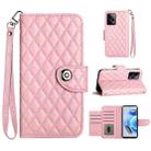 For Xiaomi Redmi Note 12 Pro+ 5G Rhombic Texture Flip Leather Phone Case with Lanyard(Pink) - 1
