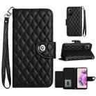 For Xiaomi Redmi Note 12S 4G Rhombic Texture Flip Leather Phone Case with Lanyard(Black) - 1