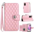 For Xiaomi Redmi Note 12S 4G Rhombic Texture Flip Leather Phone Case with Lanyard(Pink) - 1