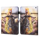 For Amazon Kindle Fire HD10 2023/2021 Coloured Drawing Stitching Smart Leather Tablet Case(Cat and Tiger) - 1