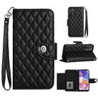 For Samsung Galaxy A23 4G / F23 5G Rhombic Texture Flip Leather Phone Case with Lanyard(Black) - 1