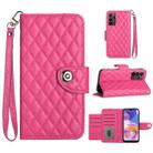 For Samsung Galaxy A23 4G / F23 5G Rhombic Texture Flip Leather Phone Case with Lanyard(Rose Red) - 1