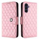For Samsung Galaxy A35 Rhombic Texture Flip Leather Phone Case with Lanyard(Pink) - 2