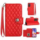 For Samsung Galaxy A53 5G Rhombic Texture Flip Leather Phone Case with Lanyard(Red) - 1