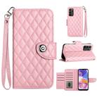For Samsung Galaxy A53 5G Rhombic Texture Flip Leather Phone Case with Lanyard(Pink) - 1