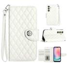 For Samsung Galaxy A54 Rhombic Texture Flip Leather Phone Case with Lanyard(White) - 1