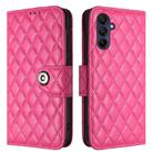 For Samsung Galaxy A55 Rhombic Texture Flip Leather Phone Case with Lanyard(Rose Red) - 2