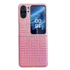 For OPPO Find N2 Flip Pearlescent Paint Gradient Geometric Leather Phone Case(Pink) - 1