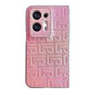 For OPPO Find N2 Pearlescent Paint Gradient Geometric Leather Phone Case(Pink) - 1