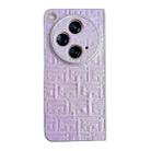 For OPPO Find N3 Pearlescent Paint Gradient Geometric Leather Phone Case(Purple) - 1