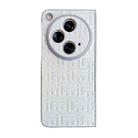 For OPPO Find N3 Pearlescent Paint Gradient Geometric Leather Phone Case(Silver) - 1