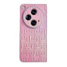 For OPPO Find N3 Pearlescent Paint Gradient Geometric Leather Phone Case(Pink) - 1