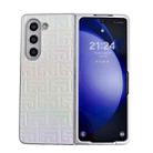 For Samsung Galaxy Z Fold3 5G Pearlescent Paint Gradient Geometric Leather Phone Case(Silver) - 1