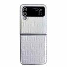 For Samsung Galaxy Z Flip4 5G Pearlescent Paint Gradient Geometric Leather Phone Case(Silver) - 1