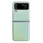 For Samsung Galaxy Z Flip4 5G Pearlescent Paint Gradient Geometric Leather Phone Case(Green) - 1