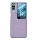 For OPPO Find N2 Flip Pearlescent Paint Diamond Shaped Checkered Leather Phone Case(Purple) - 1