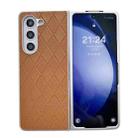 For Samsung Galaxy Z Fold5 5G Pearlescent Paint Diamond Shaped Checkered Leather Phone Case(Brown) - 1