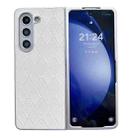 For Samsung Galaxy Z Fold5 5G Pearlescent Paint Diamond Shaped Checkered Leather Phone Case(Silver) - 1