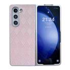 For Samsung Galaxy Z Fold5 5G Pearlescent Paint Diamond Shaped Checkered Leather Phone Case(Pink) - 1