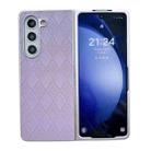 For Samsung Galaxy Z Fold4 5G Pearlescent Paint Diamond Shaped Checkered Leather Phone Case(Purple) - 1