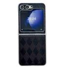 For Samsung Galaxy Z Flip5 5G Pearlescent Paint Diamond Shaped Checkered Leather Phone Case(Black) - 1