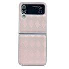 For Samsung Galaxy Z Flip4 5G Pearlescent Paint Diamond Shaped Checkered Leather Phone Case(Pink) - 1