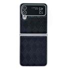 For Samsung Galaxy Z Flip4 5G Pearlescent Paint Diamond Shaped Checkered Leather Phone Case(Black) - 1